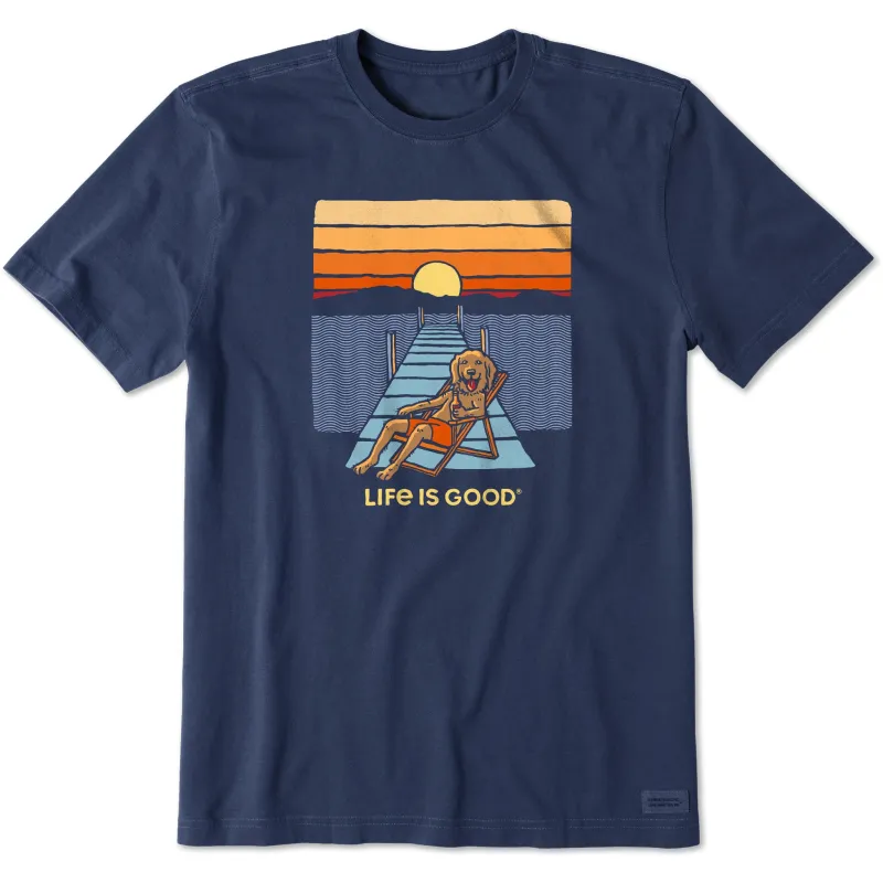 Men's Life is Good Dock Dog Short Sleeve Tee sold by Life is Good