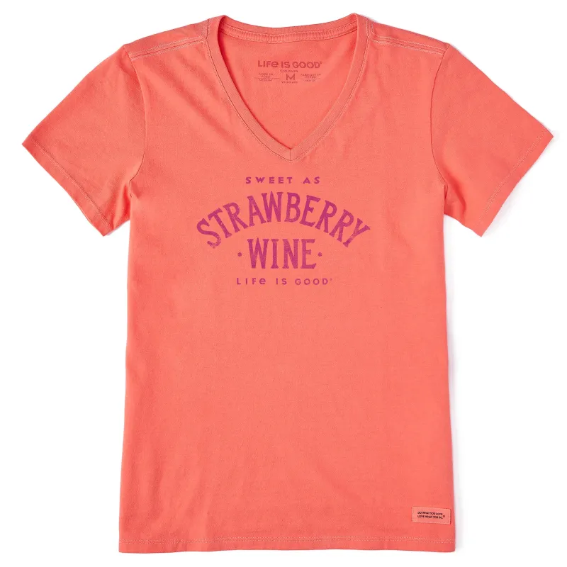 Women's Sweet as Strawberry Wine Short Sleeve Crusher-LITE Vee sold by Life is Good