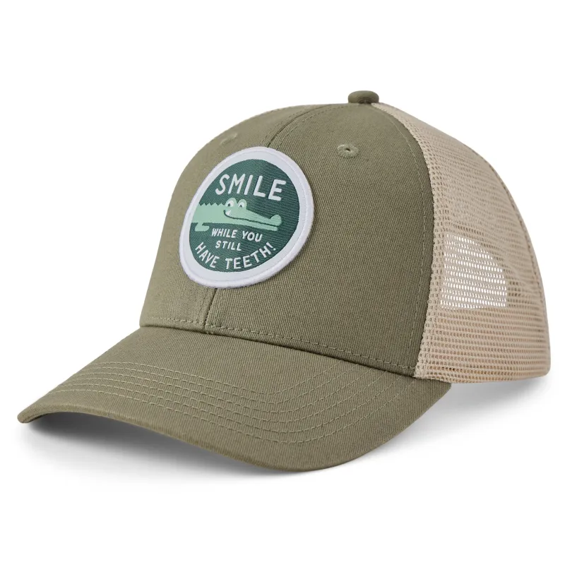 Adult Unisex Smile While You Have Teeth Patch Trucker sold by Life is Good