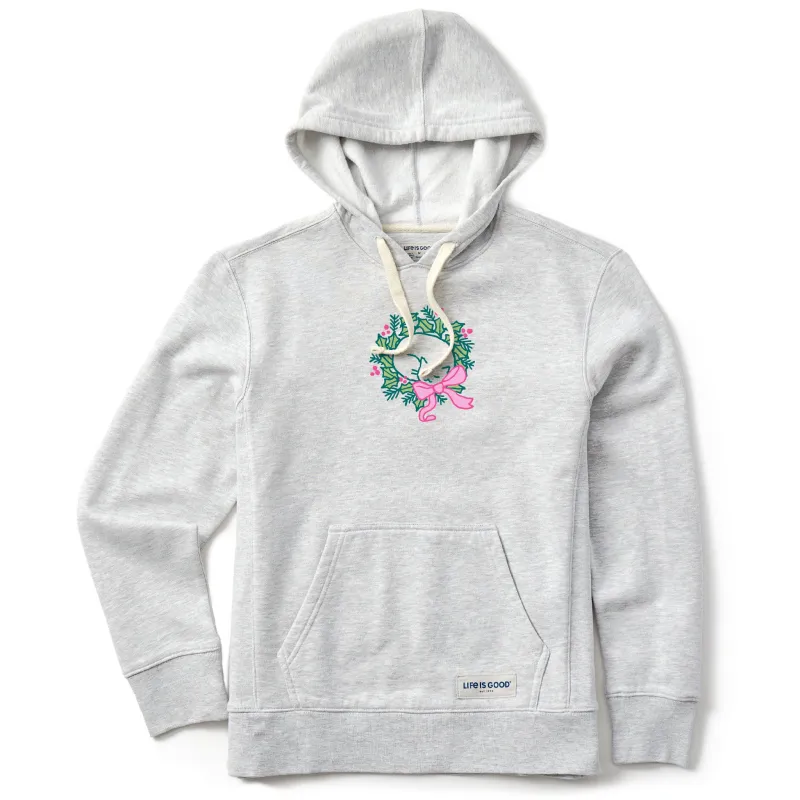 Women's Cat Nap Wreath Simply True Fleece Hoodie sold by Life is Good