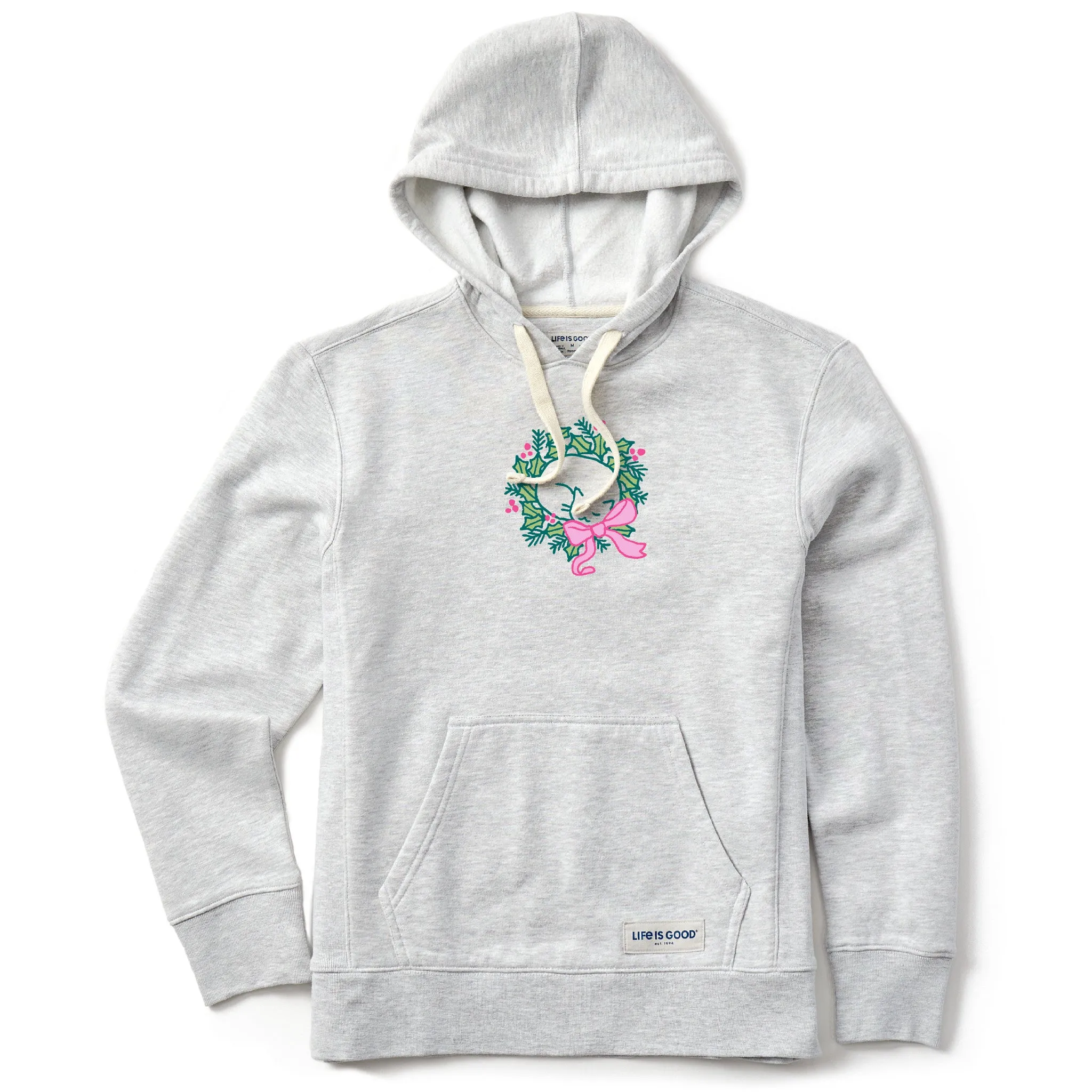 Women's Cat Nap Wreath Simply True Fleece Hoodie sold by Life is Good