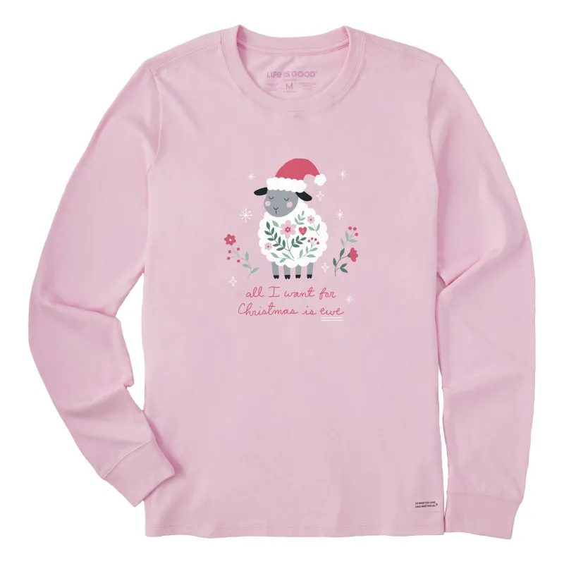 Women's All I Want for Christmas is Ewe Long Sleeve Crusher Tee sold by Life is Good