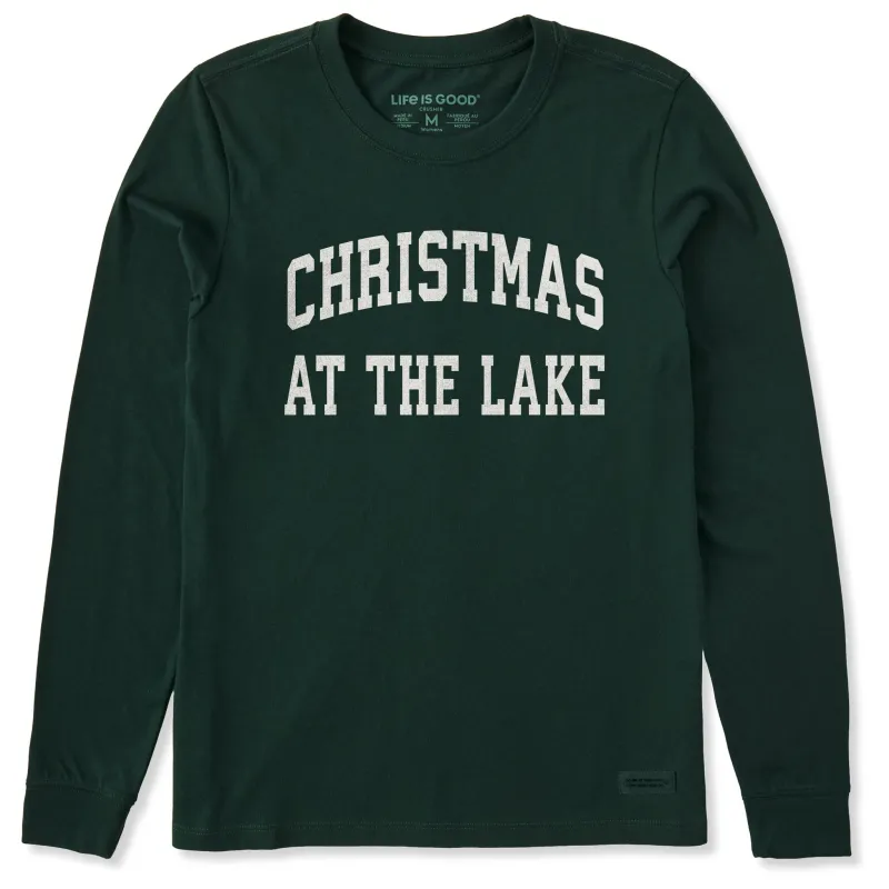 Women's Christmas at the Lake Arch Long Sleeve Crusher Tee sold by Life is Good