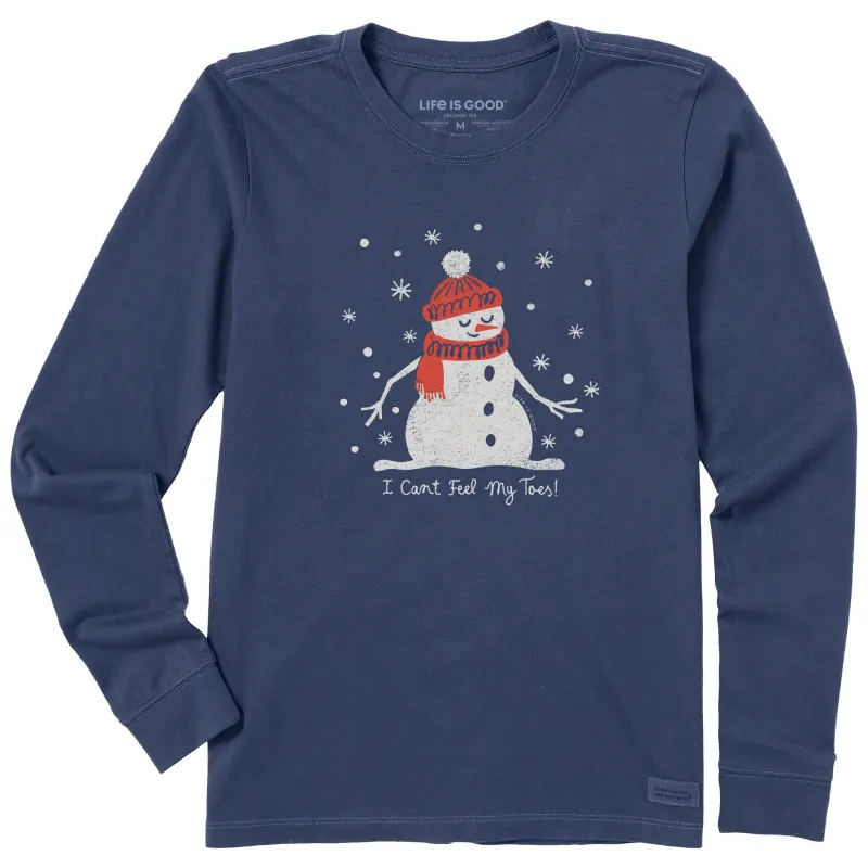 Women's I Can't Feel My Toes Snowman Long Sleeve Crusher Tee sold by Life is Good