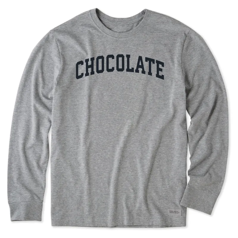 Men's Chocolate Arch Long Sleeve Crusher Tee sold by Life is Good