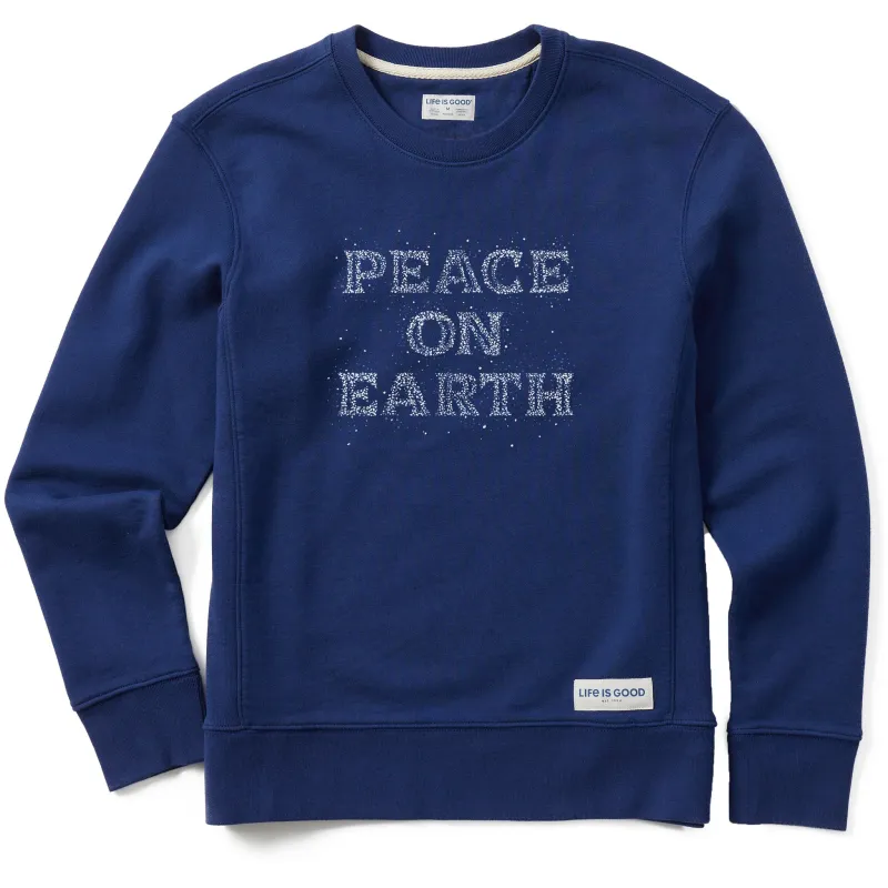Women's Peace on Earth Sparkle Simply True Fleece Crew sold by Life is Good