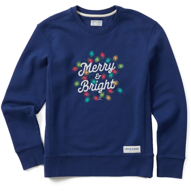 Women's Merry & Bright Lights Simply True Fleece Crew sold by Life is Good