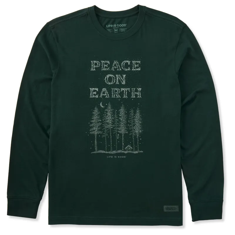 Men's Peace on Earth Tall Sparkle Long Sleeve Crusher Tee made by Life is Good