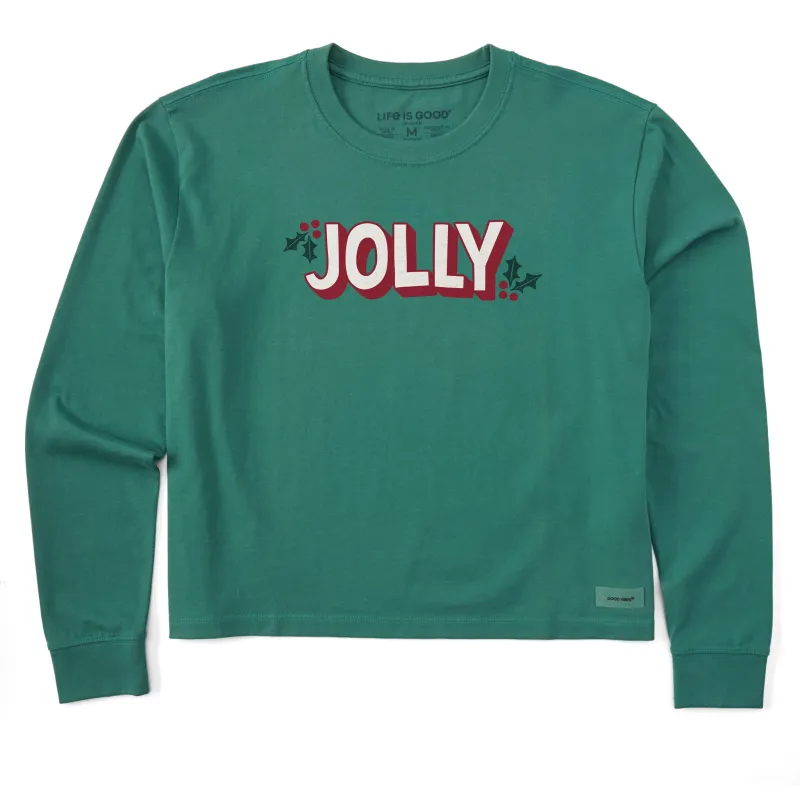 Women's Jolly with Holly Long Sleeve Crusher Boxy Tee sold by Life is Good