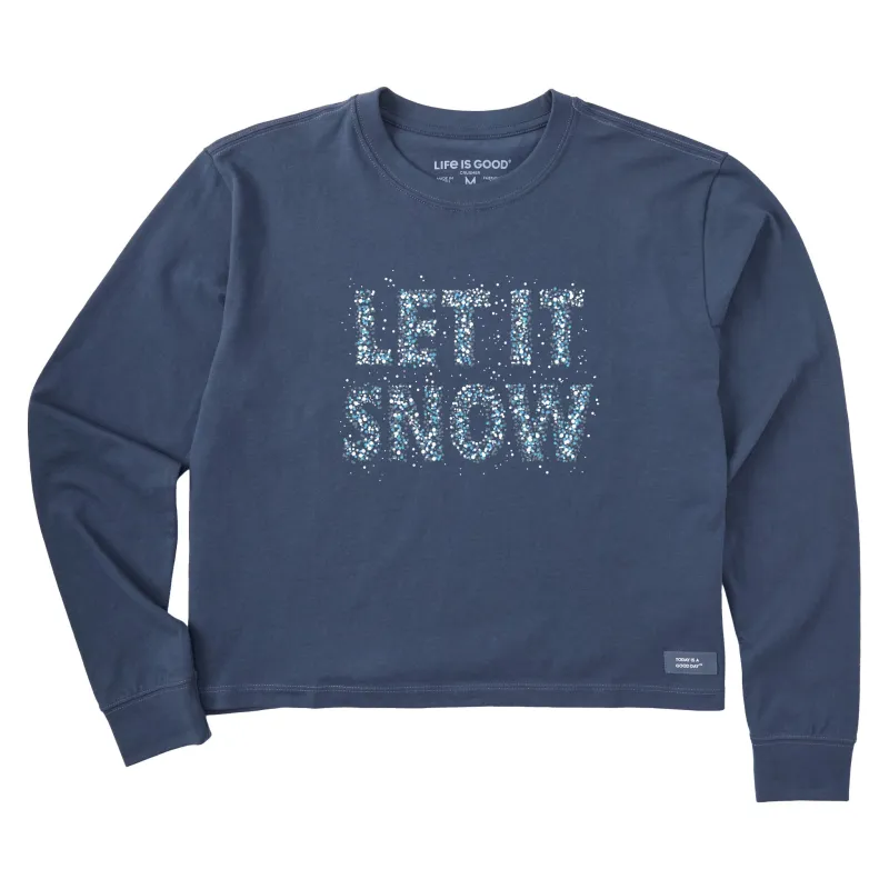 Women's Let it Snow Sparkle Long Sleeve Crusher Boxy Tee sold by Life is Good