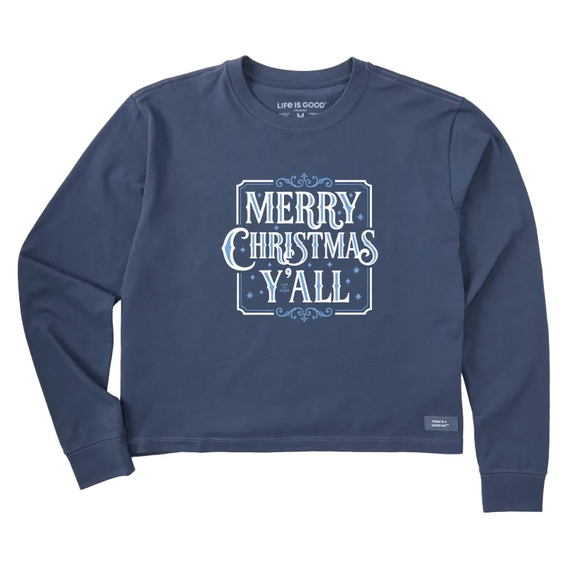 Women's Merry Christmas Yall Frame Long Sleeve Crusher Boxy Tee sold by Life is Good