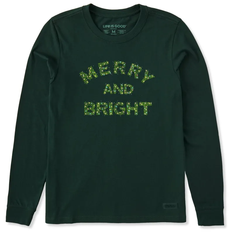 Women's Merry and Bright Sparkle Long Sleeve Crusher Tee sold by Life is Good
