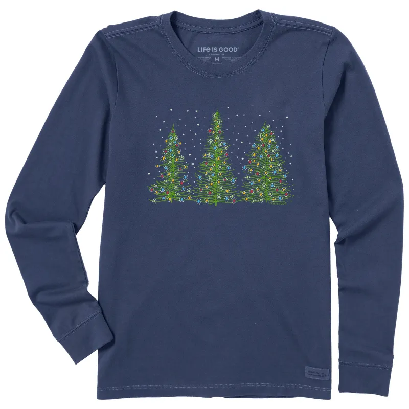 Women's Three Christmas Trees Long Sleeve Crusher Tee sold by Life is Good