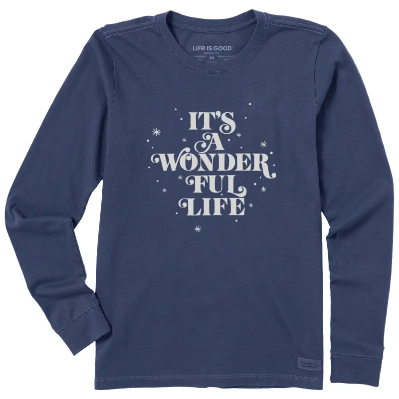 Women's It's a Wonderful Life Stack Long Sleeve Crusher Tee made by Life is Good