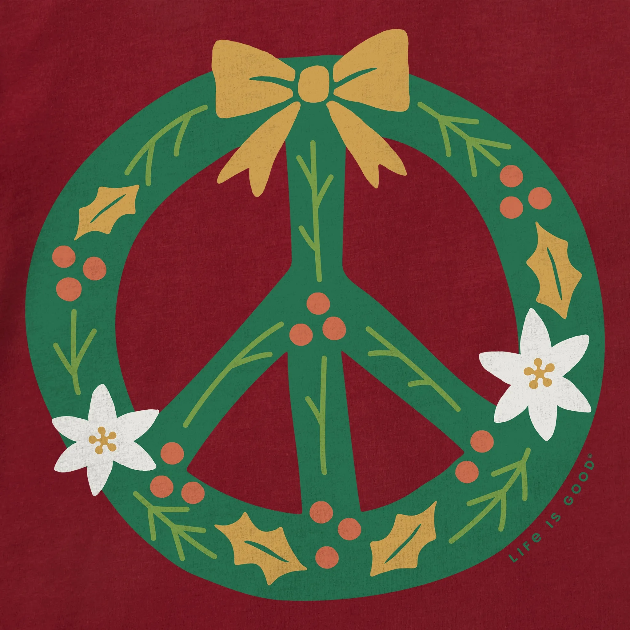 Women's Peace Wreath Long Sleeve Crusher Vee sold by Life is Good product image thumbnail 2