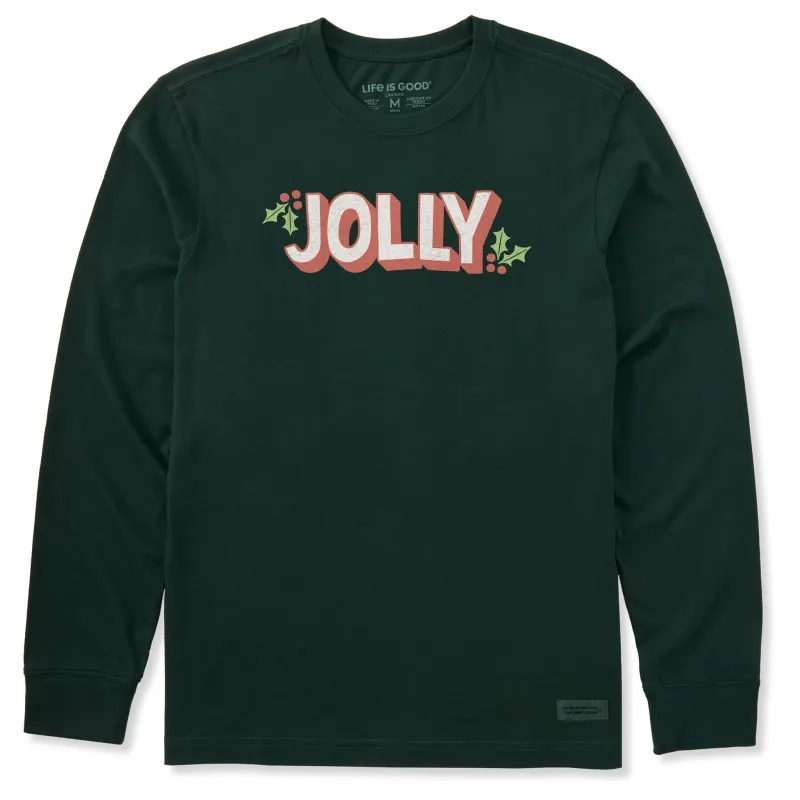 Men's Jolly with Holly Long Sleeve Crusher Tee sold by Life is Good