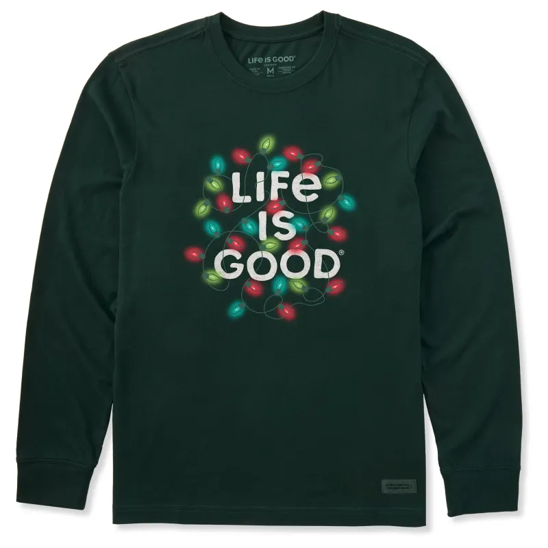 Men's Christmas Lights LIG Stack Long Sleeve Crusher Tee sold by Life is Good