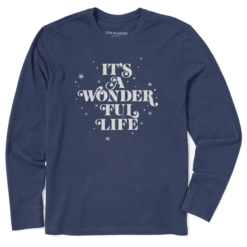 Men's It's a Wonderful Life Stack Long Sleeve Crusher Tee sold by Life is Good
