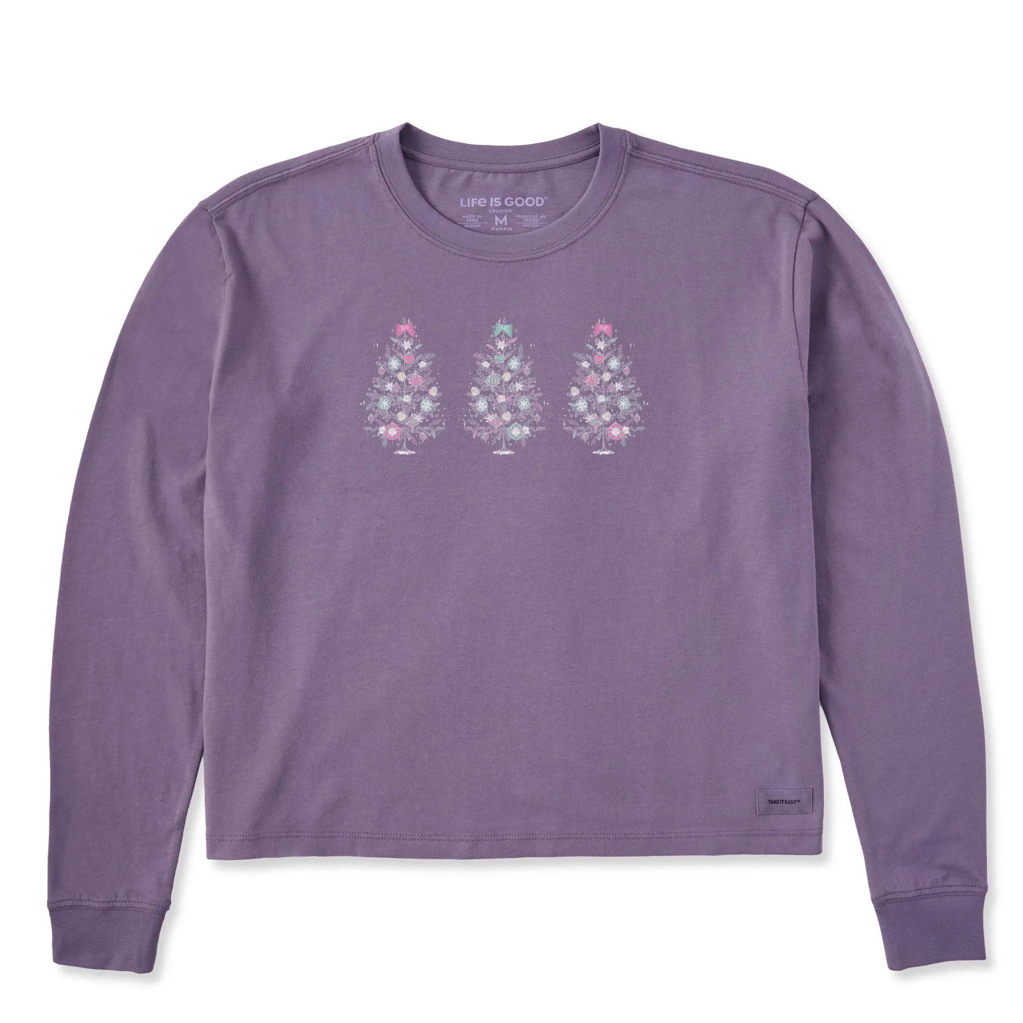Women's Three Dreamy Trees Long Sleeve Crusher Boxy Tee sold by Life is Good