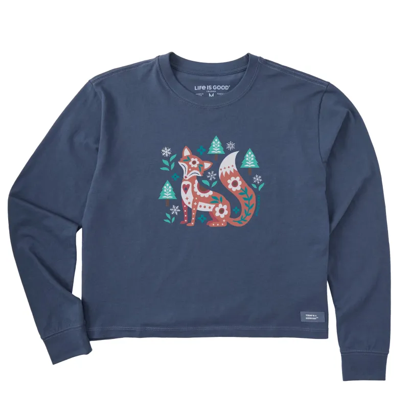 Women's Fox in the Winter Long Sleeve Crusher Boxy Tee sold by Life is Good