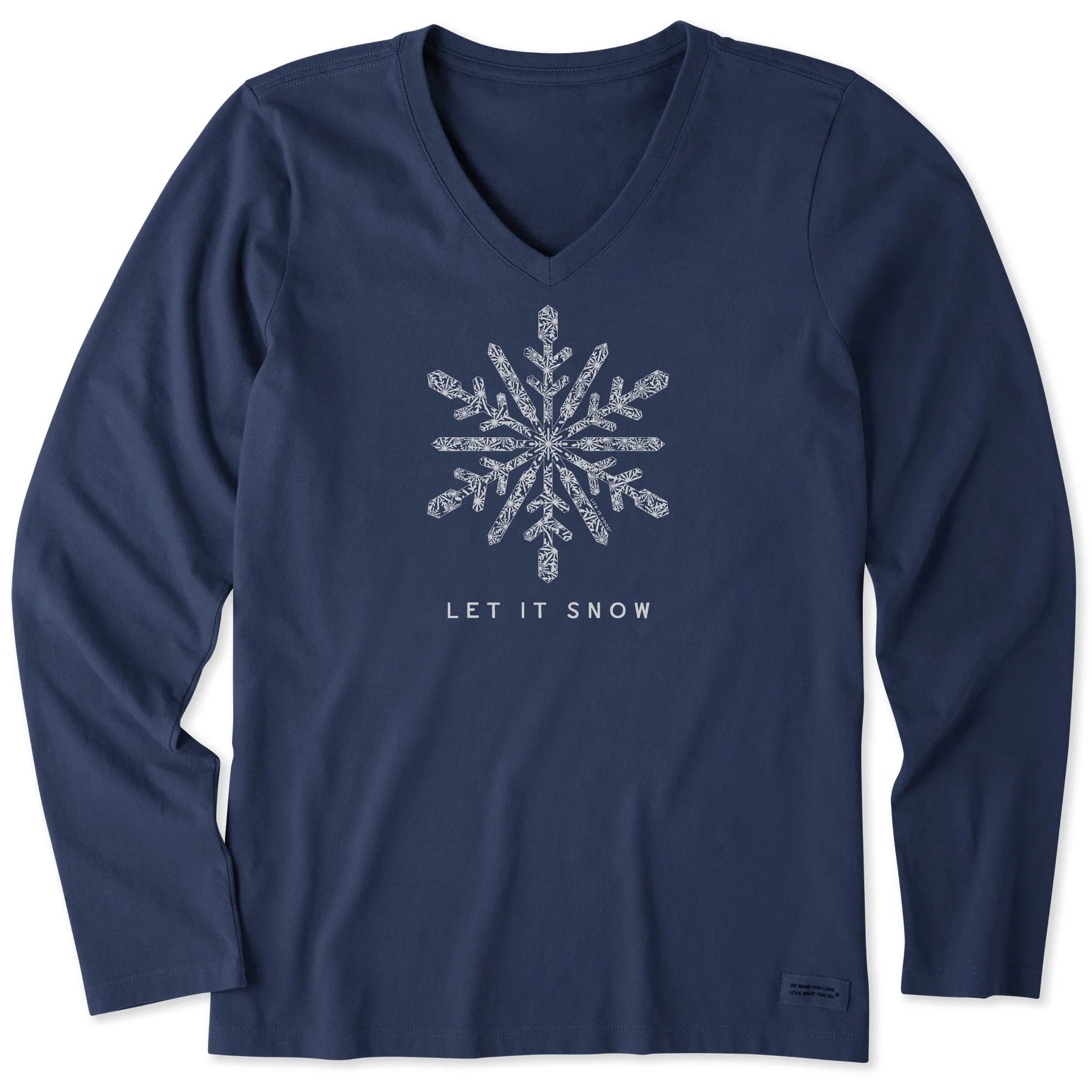 Women's Let it Snowflake Snow Long Sleeve Crusher Vee sold by Life is Good