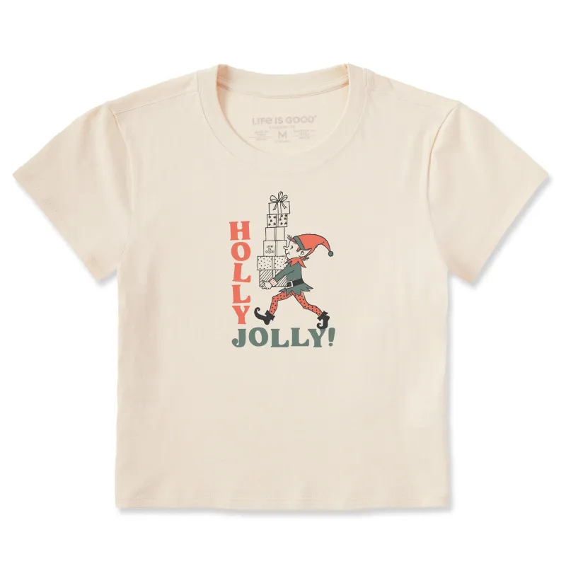 Women's Holly Jolly Elf Crusher-LITE Shrunken Tee sold by Life is Good