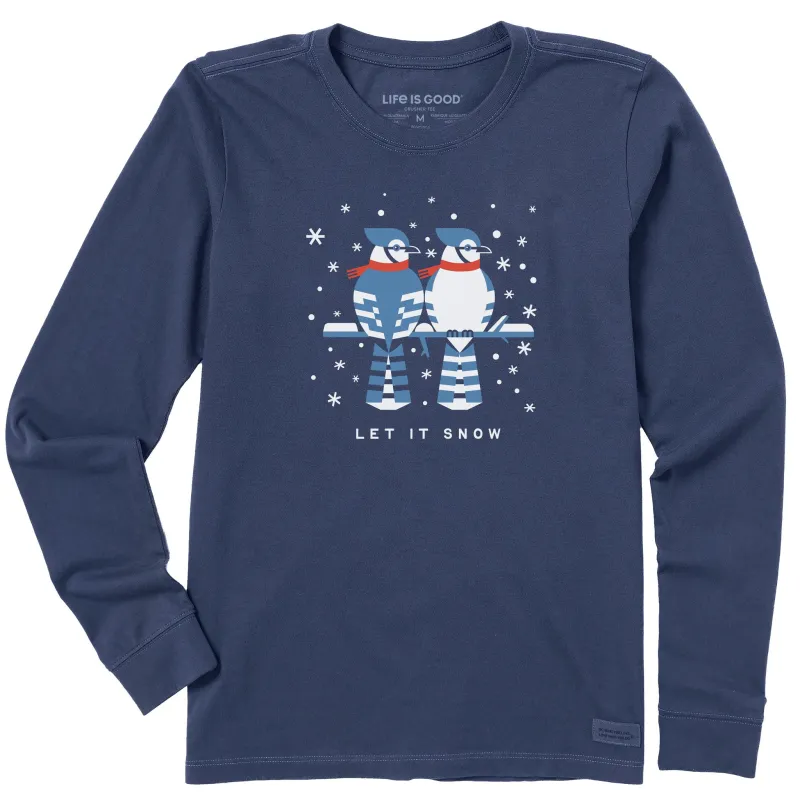 Women's Let it Snow Bluebirds Long Sleeve Crusher Tee sold by Life is Good