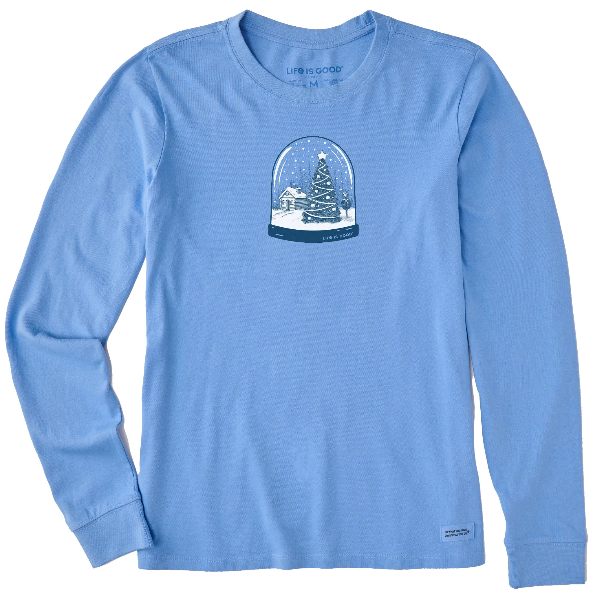 Women's Snowy Cabin Snow Globe Long Sleeve Crusher Tee sold by Life is Good