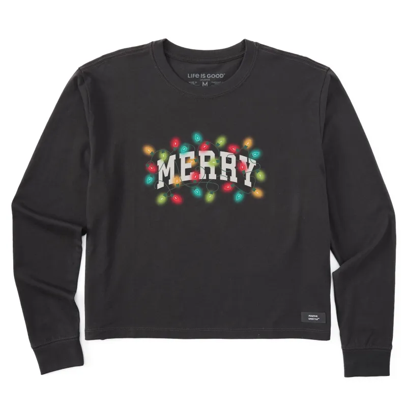 Women's Merry Arch Lights Long Sleeve Crusher Boxy Tee sold by Life is Good