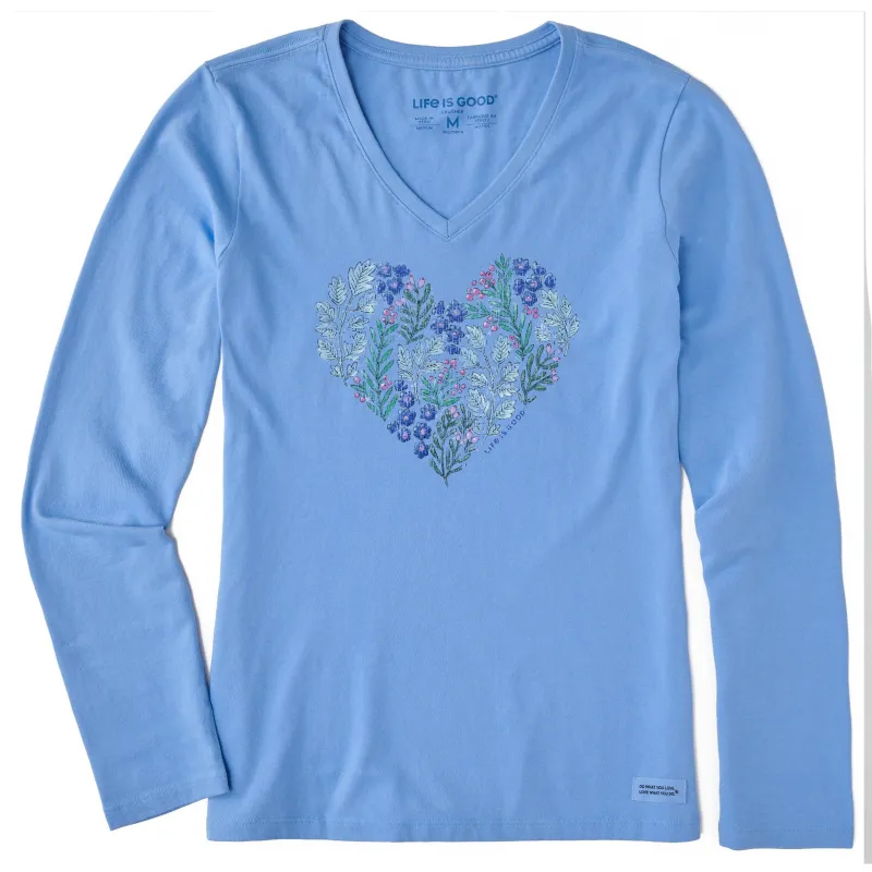 Women's Holly Heart Long Sleeve Crusher Vee made by Life is Good