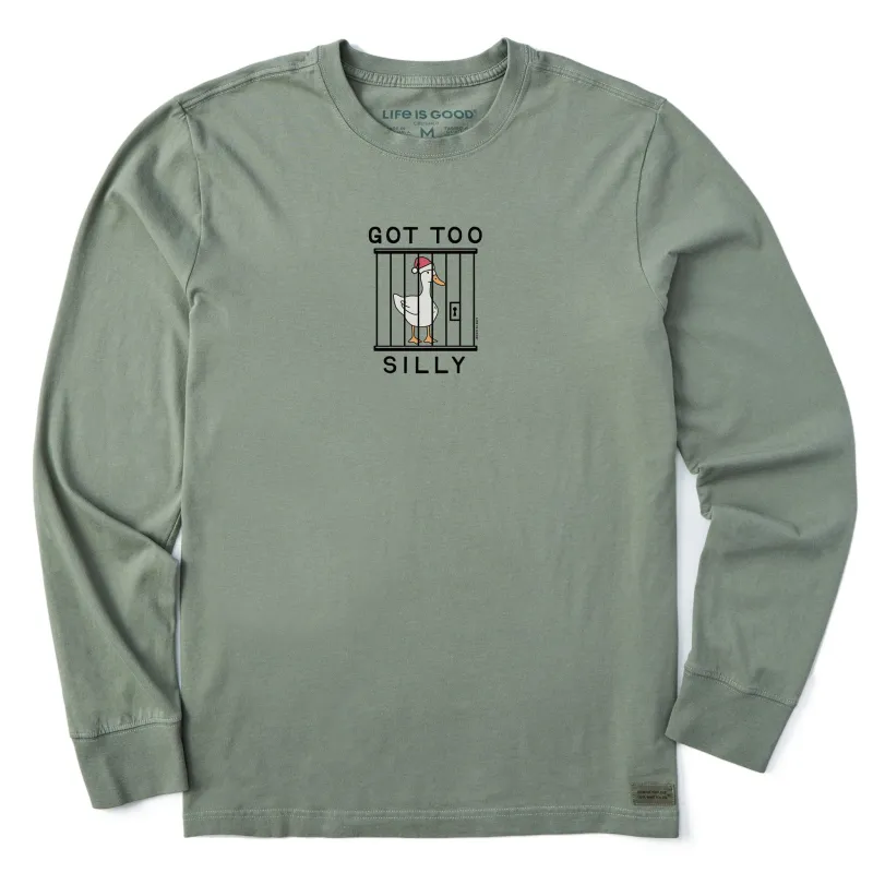 Men's Santa Got Too Silly Long Sleeve Crusher Tee sold by Life is Good