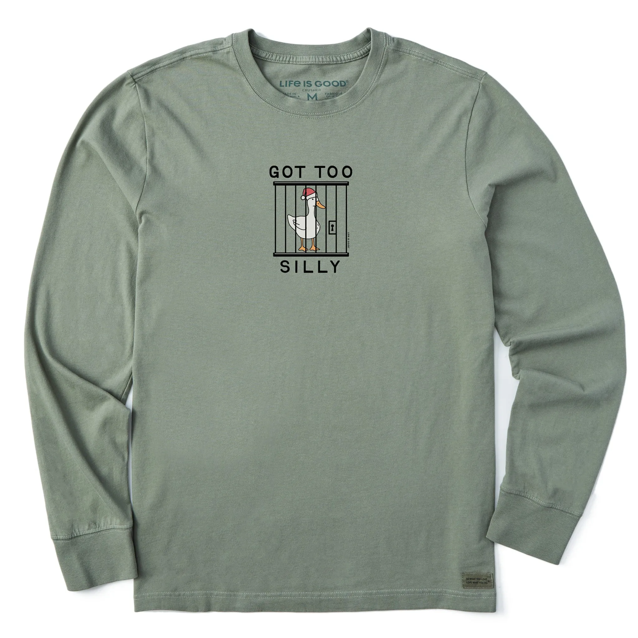 Men's Santa Got Too Silly Long Sleeve Crusher Tee sold by Life is Good
