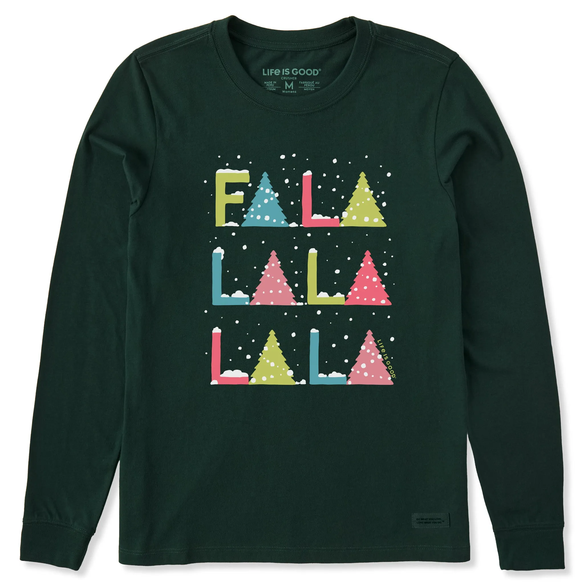 Women's Fa La La Stack Long Sleeve Crusher Tee sold by Life is Good