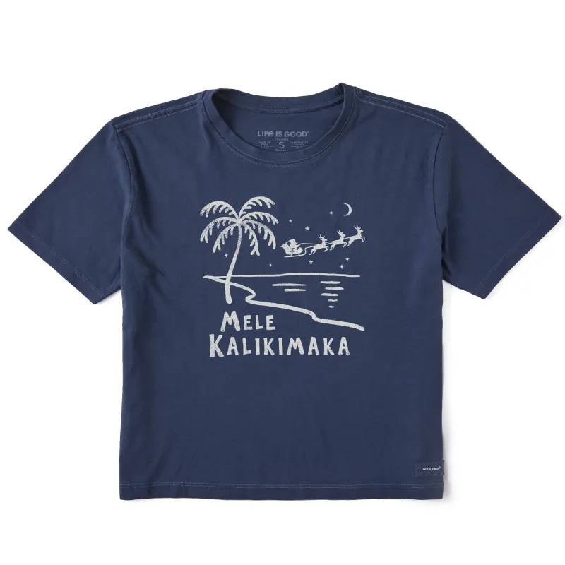Women's Mele Kalikimaka Palm Beach Short Sleeve Crusher Boxy Tee sold by Life is Good