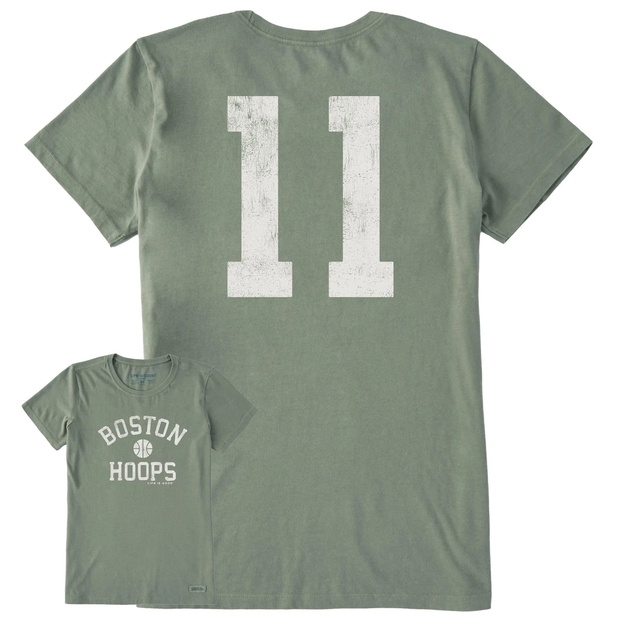 Women's Boston Hoops Short Sleeve Crusher Tee sold by Life is Good