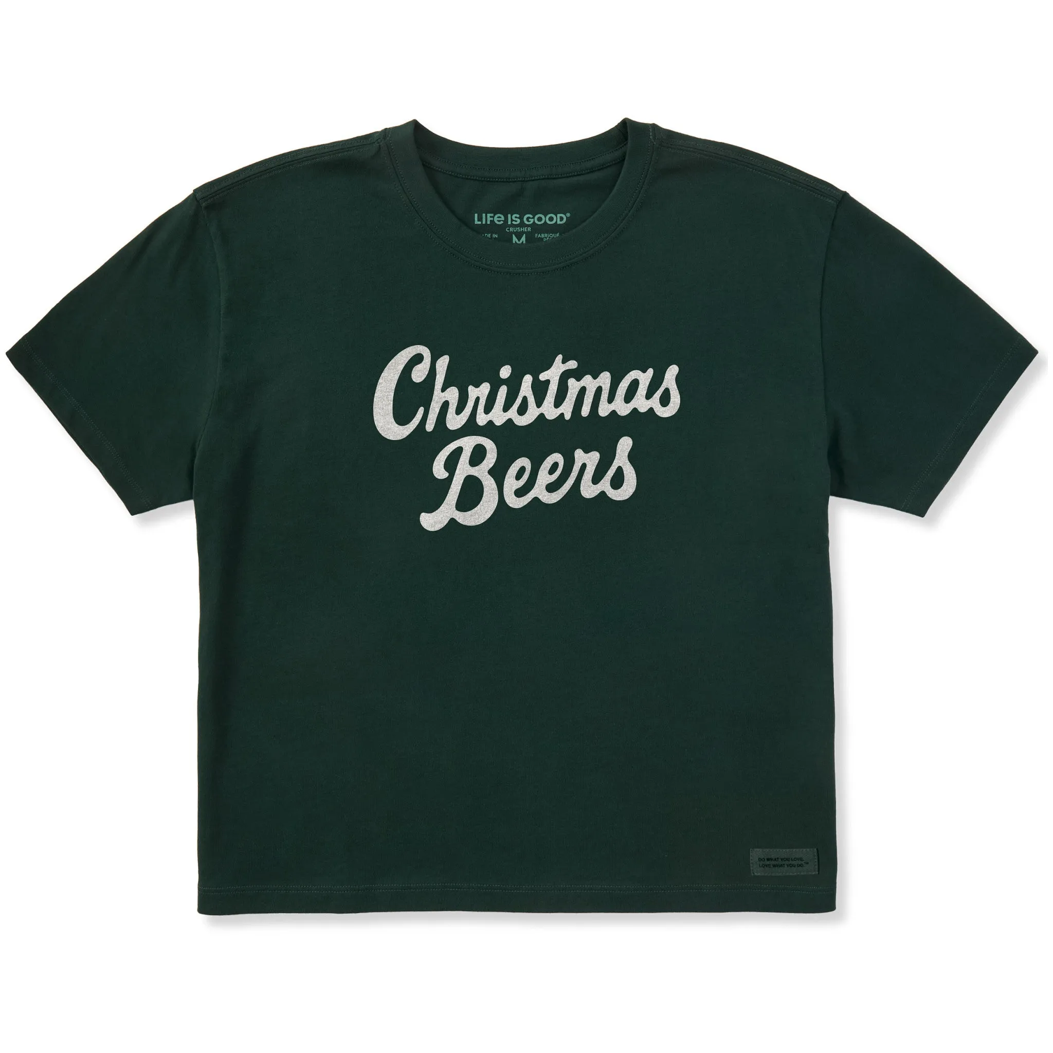 Women's Christmas Beers Script Short Sleeve Crusher Boxy Tee sold by Life is Good