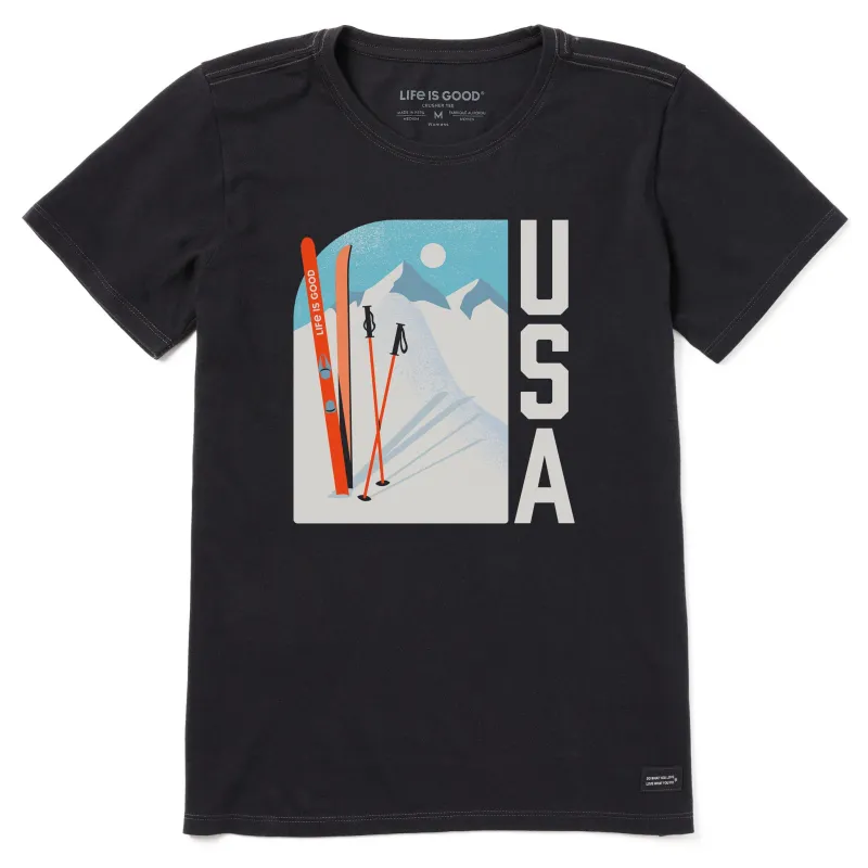 Women's USA Ski Mountain Short Sleeve Crusher Tee made by Life is Good
