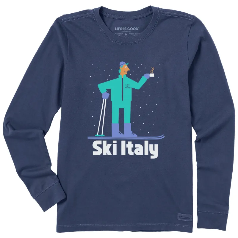 Women's Ski Italy Espresso Long Sleeve Crusher Tee sold by Life is Good