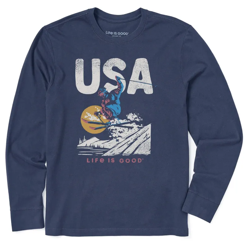 Men's USA Ski Jump Long Sleeve Crusher Tee sold by Life is Good