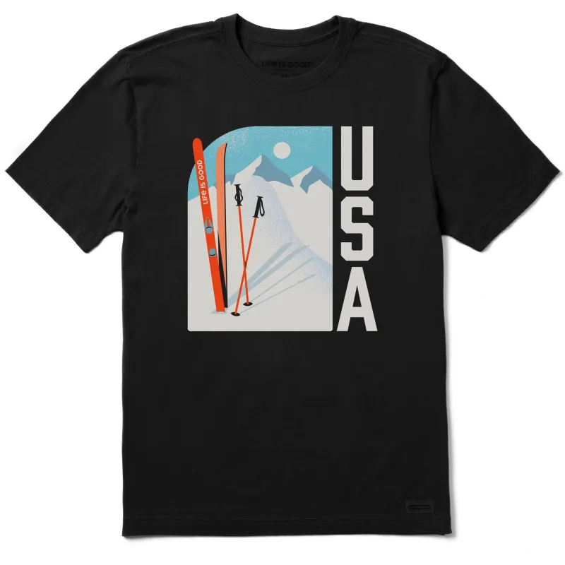 Men's USA Ski Mountain Short Sleeve Crusher Tee sold by Life is Good