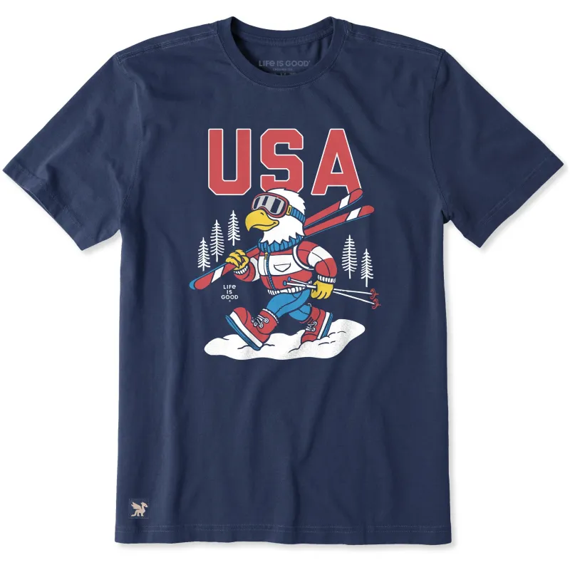 Men's USA Eagle Ski Short Sleeve Crusher Tee sold by Life is Good