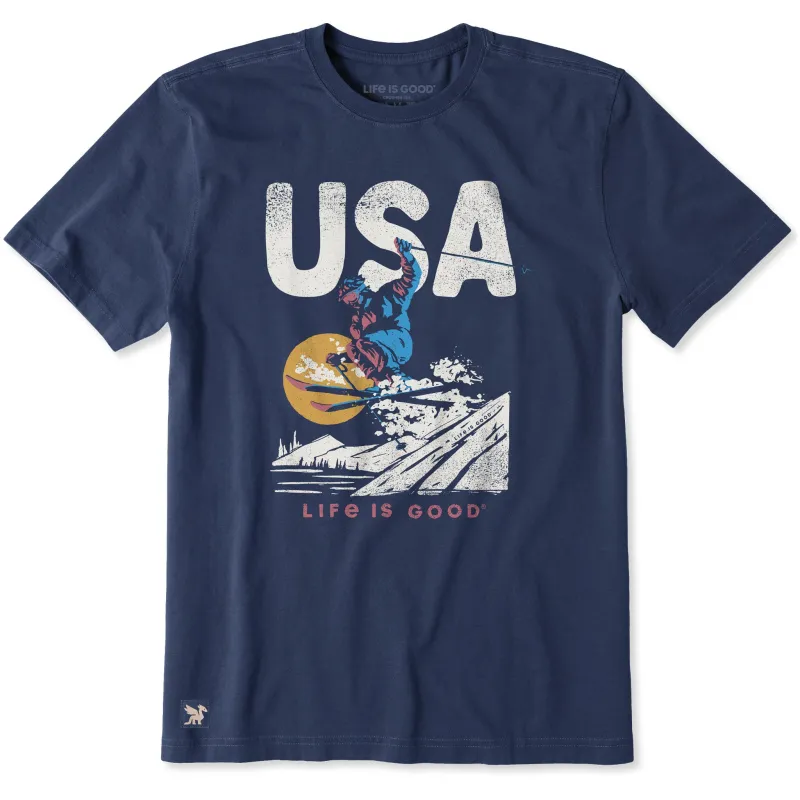 Men's USA Ski Jump Short Sleeve Crusher Tee sold by Life is Good