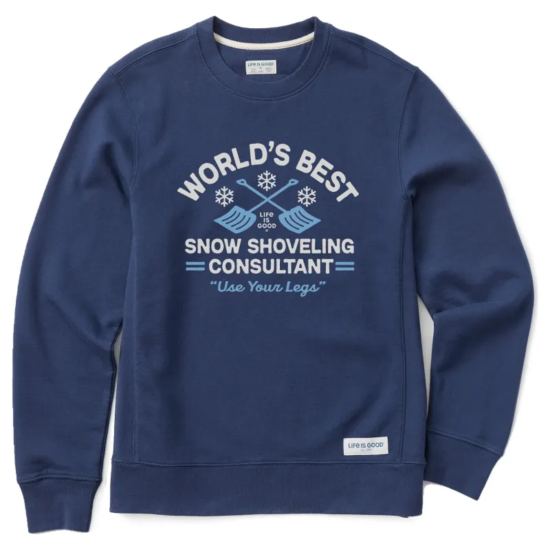 Men's Snow Shoveling Consultant Simply True Fleece Crew sold by Life is Good