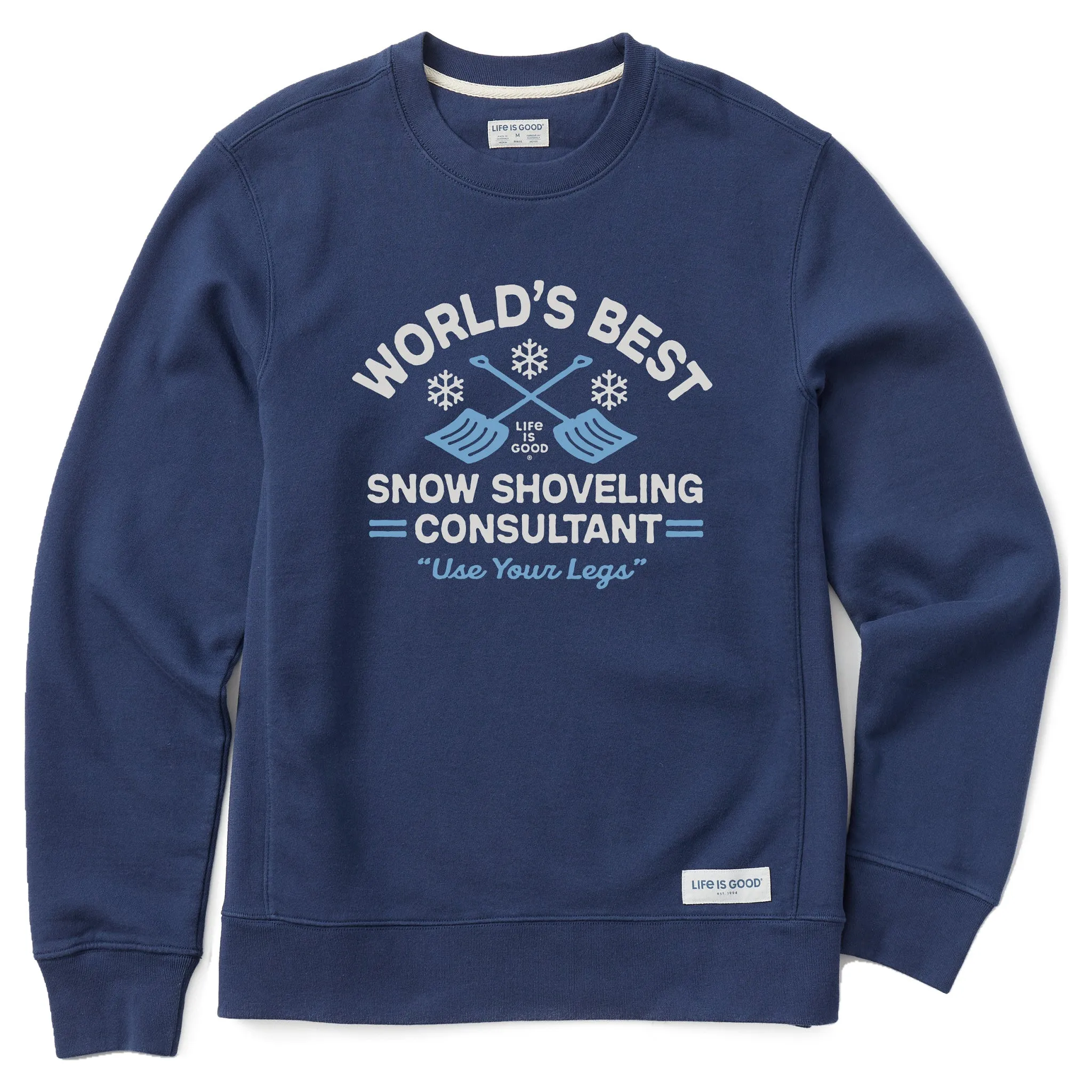 Men's Snow Shoveling Consultant Simply True Fleece Crew sold by Life is Good