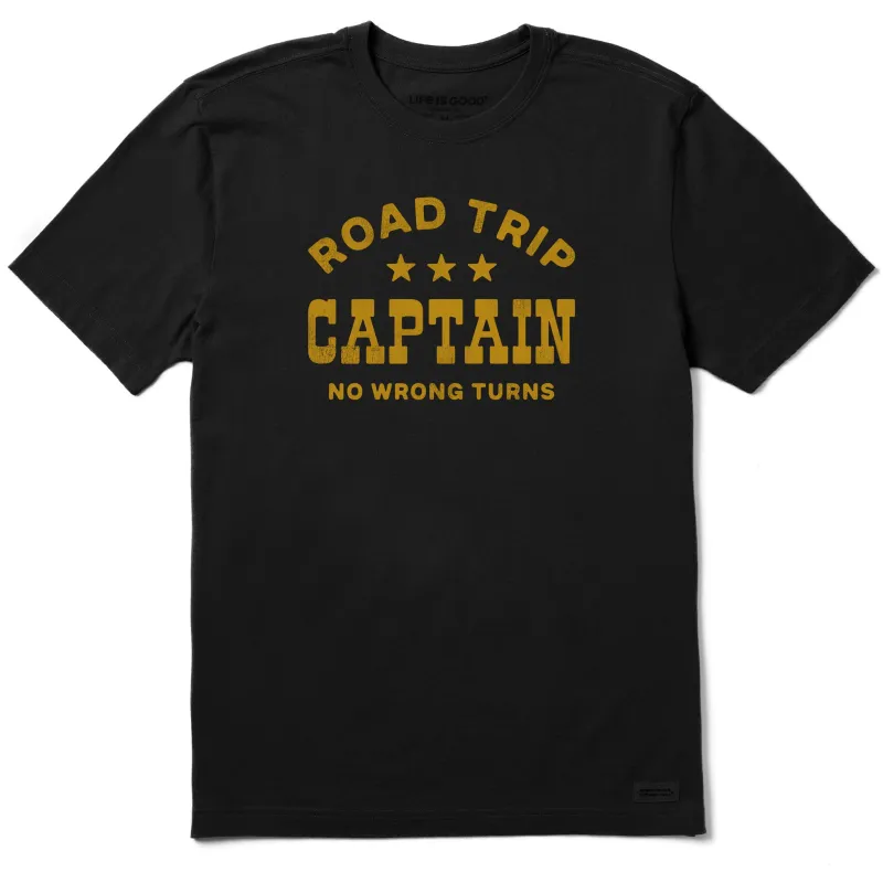 Men's Road Trip Captain No Wrong Turns Short Sleeve Crusher Tee sold by Life is Good