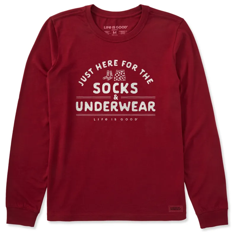 Women's Just Here for the Socks & Underwear Long Sleeve Crusher Tee sold by Life is Good