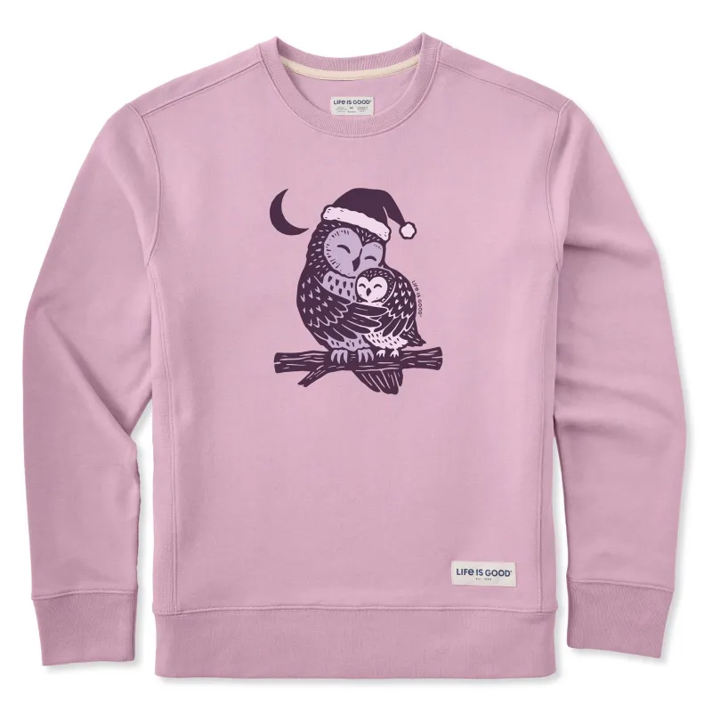 Women's Holiday Owl Mama Simply True Fleece Crew sold by Life is Good