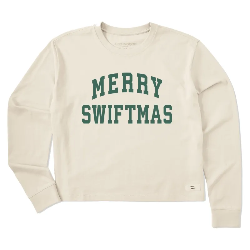 Women's Merry Swiftmas Arch Long Sleeve Crusher Boxy Tee sold by Life is Good