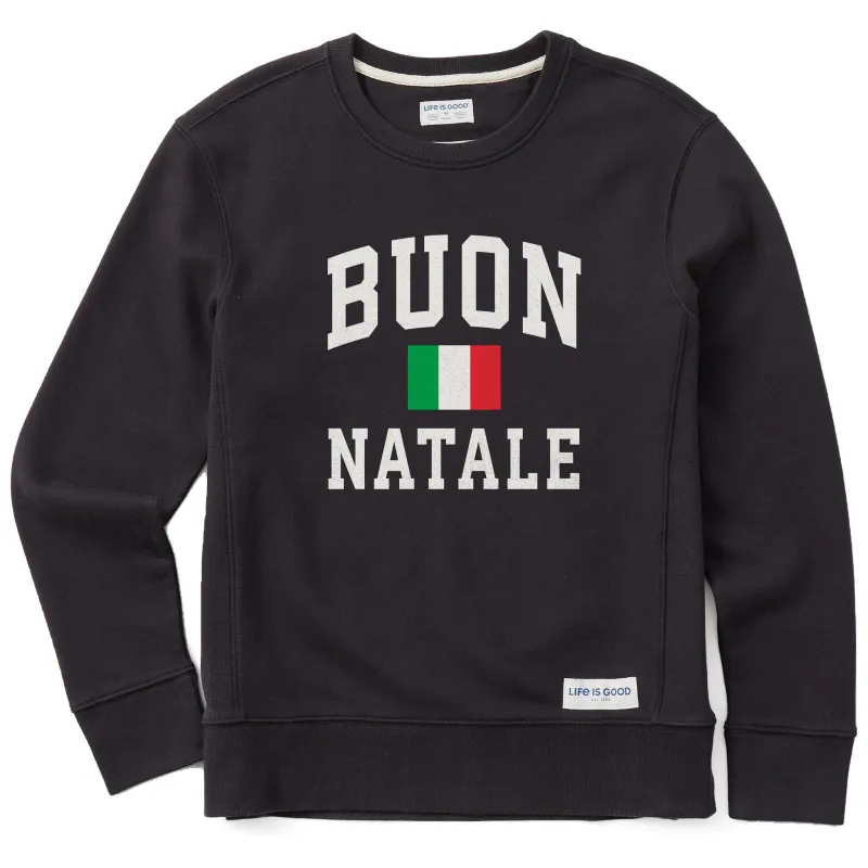 Women's Buon Natale Arch Simply True Fleece Crew sold by Life is Good