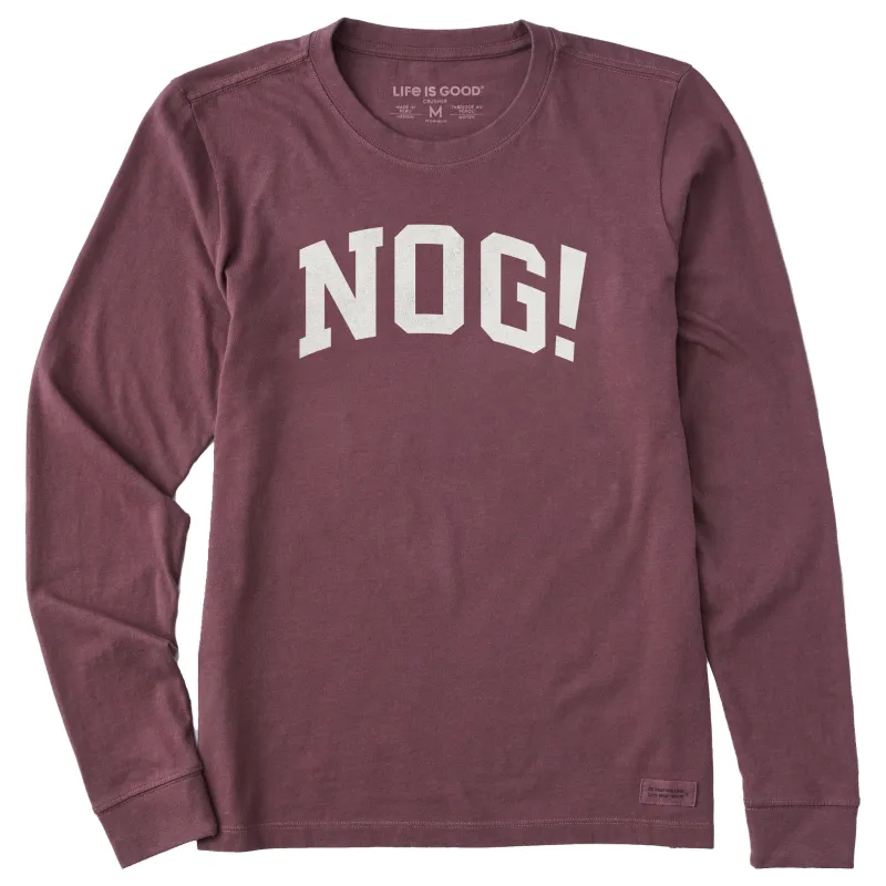 Women's Nog! Arch Long Sleeve Crusher Tee sold by Life is Good